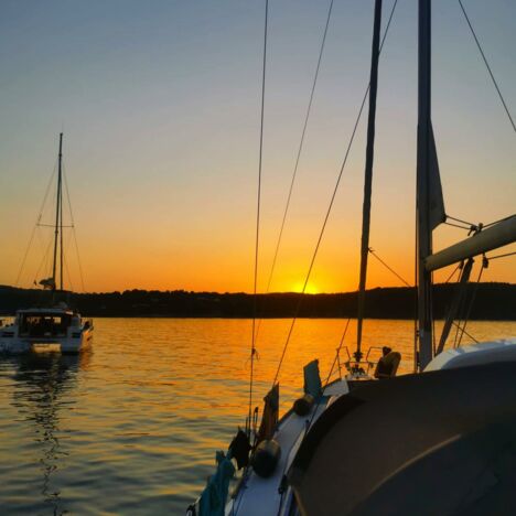 Sunsets on a sailing boat